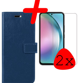BASEY. BASEY. Samsung Galaxy A54 Hoesje Bookcase Donkerblauw Met 2x Screenprotector