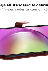 Samsung A54 Hoes Bookcase Flipcase Book Cover Met 2x Screenprotector - Samsung Galaxy A54 Hoesje Book Case - Bruin