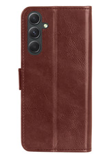 Samsung A54 Hoes Bookcase Flipcase Book Cover Met 2x Screenprotector - Samsung Galaxy A54 Hoesje Book Case - Bruin