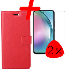 BASEY. Samsung Galaxy A54 Hoesje Bookcase Donkerroze Met 2x Screenprotector