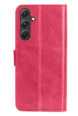 Samsung A54 Hoes Bookcase Flipcase Book Cover Met 2x Screenprotector - Samsung Galaxy A54 Hoesje Book Case - Donker Roze