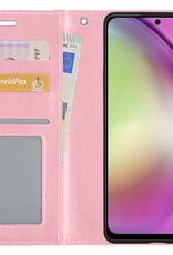Nomfy Hoesje Geschikt voor Samsung A54 Hoes Bookcase Flipcase Book Cover Met 2x Screenprotector - Hoes Geschikt voor Samsung Galaxy A54 Hoesje Book Case - Lichtroze