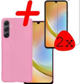 BASEY. BASEY. Samsung Galaxy A34 Hoesje Siliconen Met 2x Screenprotector - Lichtroze