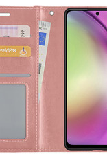 Nomfy Hoesje Geschikt voor Samsung A54 Hoes Bookcase Flipcase Book Cover Met 2x Screenprotector - Hoes Geschikt voor Samsung Galaxy A54 Hoesje Book Case - Rosé goud
