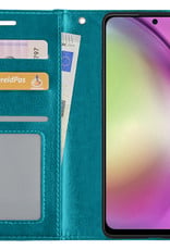 Samsung A54 Hoes Bookcase Flipcase Book Cover Met 2x Screenprotector - Samsung Galaxy A54 Hoesje Book Case - Turquoise