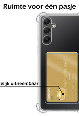Nomfy Hoesje Geschikt voor Samsung A54 Hoesje Pasjeshouder Shockproof Pas Houder Met 2x Screenprotector - Hoesje Geschikt voor Samsung Galaxy A54 Hoes Met Kaarthouder - Transparant