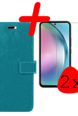 BASEY. Hoes Geschikt voor Samsung A54 Hoesje Bookcase Hoes Flip Case Book Cover Met 2x Screenprotector - Hoesje Geschikt voor Samsung Galaxy A54 Hoes Book Case Hoesje - Turquoise