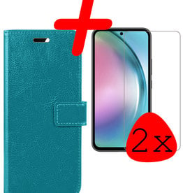 BASEY. Samsung Galaxy A54 Hoesje Bookcase Turquoise Met 2x Screenprotector
