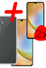 BASEY. Hoes Geschikt voor Samsung A34 Hoesje Siliconen Back Cover Case Met 2x Screenprotector - Hoesje Geschikt voor Samsung Galaxy A34 Hoes Cover Hoesje - Transparant