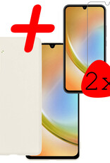 BASEY. Hoes Geschikt voor Samsung A34 Hoesje Siliconen Back Cover Case Met 2x Screenprotector - Hoesje Geschikt voor Samsung Galaxy A34 Hoes Cover Hoesje - Wit