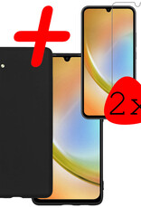 BASEY. Hoes Geschikt voor Samsung A34 Hoesje Siliconen Back Cover Case Met 2x Screenprotector - Hoesje Geschikt voor Samsung Galaxy A34 Hoes Cover Hoesje - Zwart