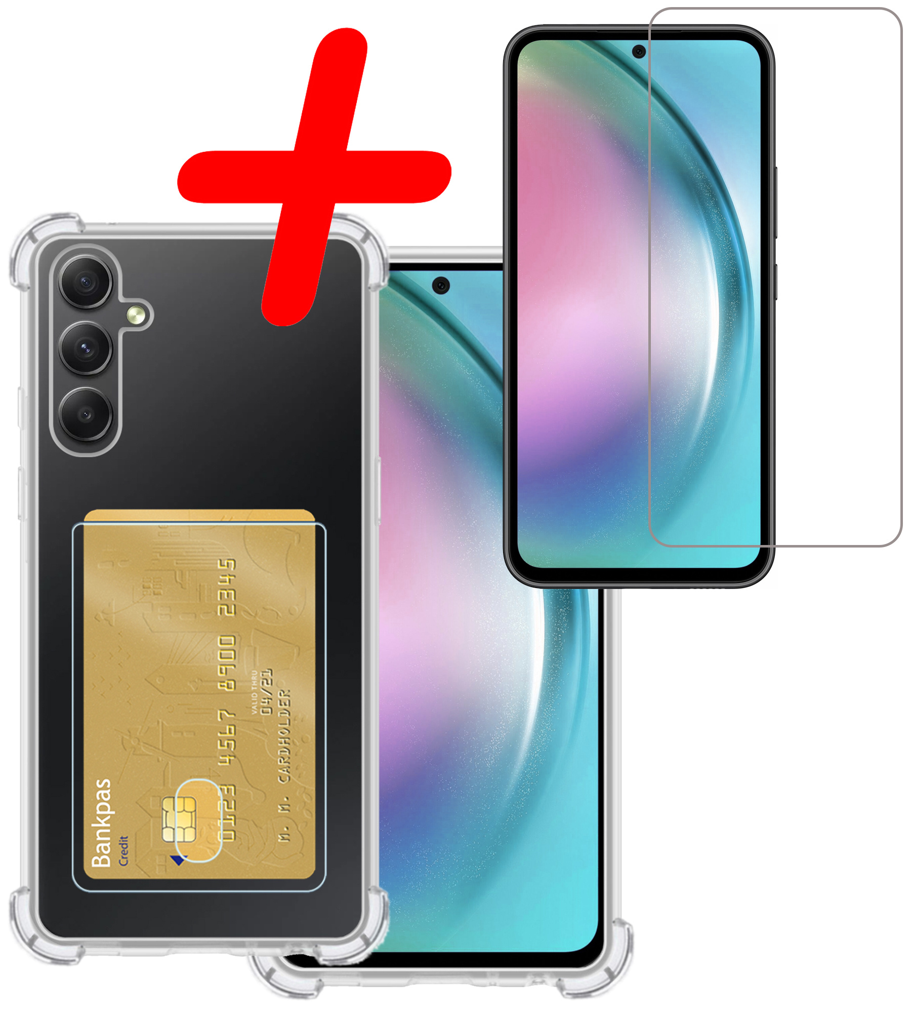 BASEY. Hoes Geschikt voor Samsung A54 Hoesje Shock Proof Case Hoes Met Screenprotector - Hoesje Geschikt voor Samsung Galaxy A54 Hoes Cover Shockproof - Transparant