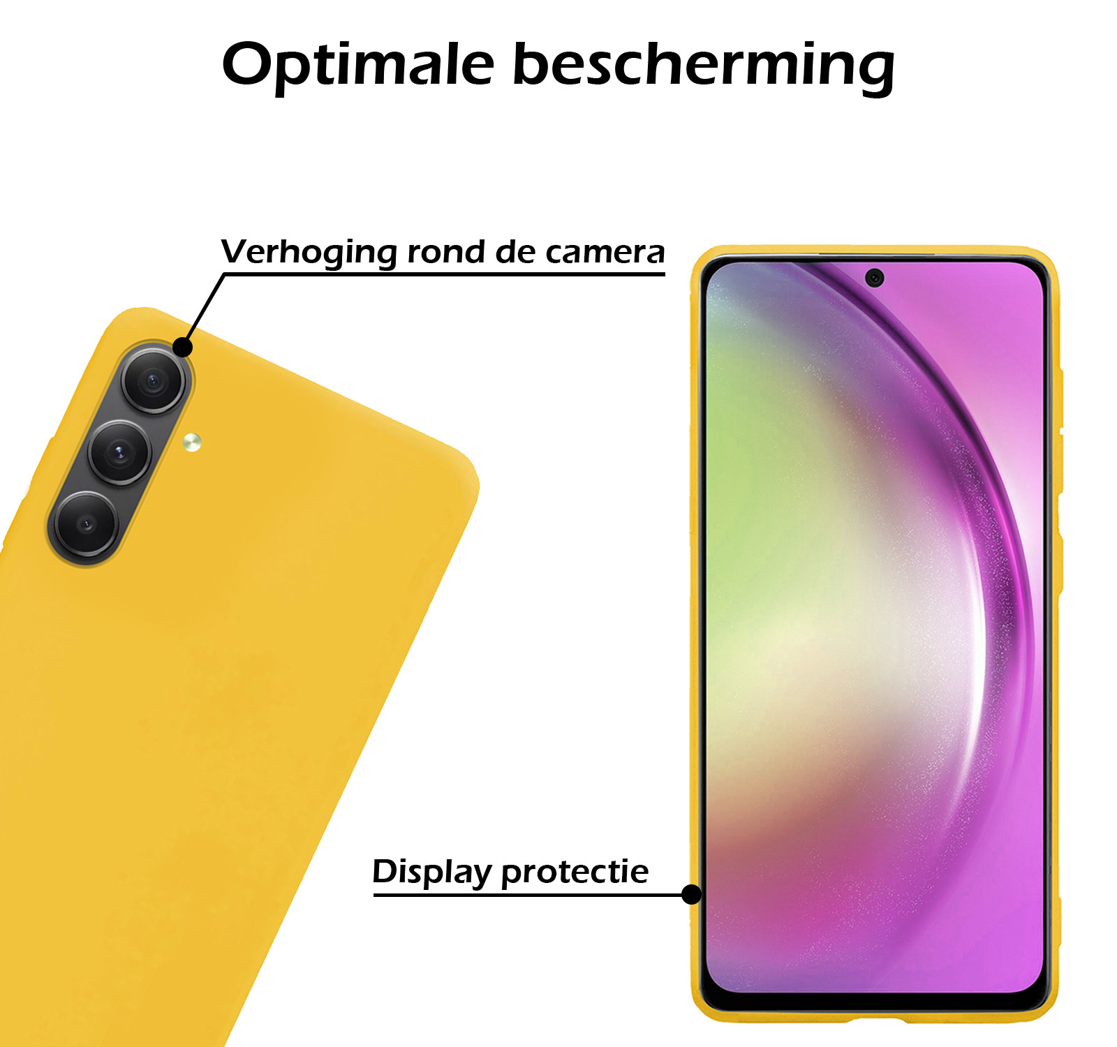 Nomfy Hoesje Geschikt voor Samsung A54 Hoesje Siliconen Cover Case Met Screenprotector - Hoes Geschikt voor Samsung Galaxy A54 Hoes Back Case - Geel