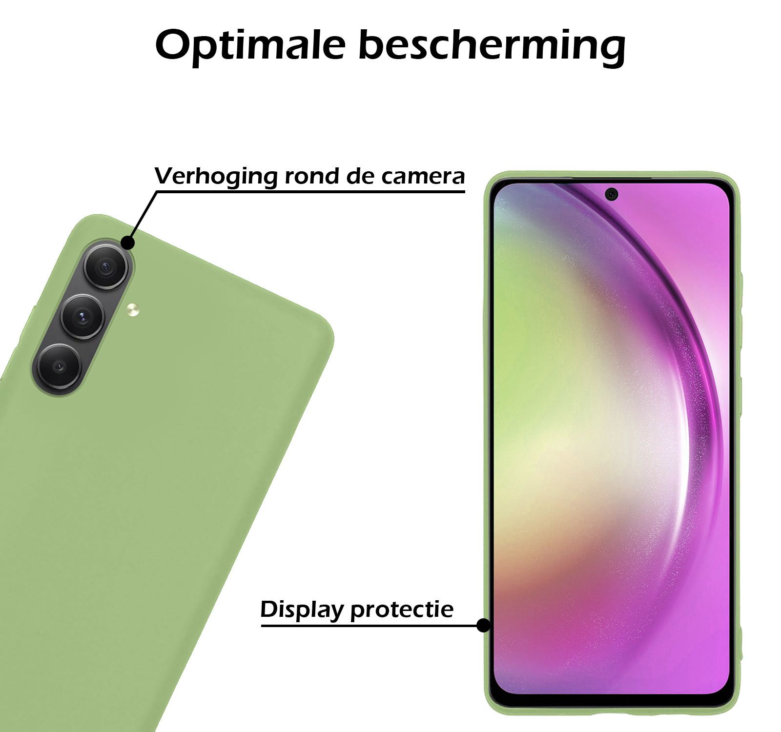 Nomfy Hoesje Geschikt voor Samsung A54 Hoesje Siliconen Cover Case Met Screenprotector - Hoes Geschikt voor Samsung Galaxy A54 Hoes Back Case - Groen