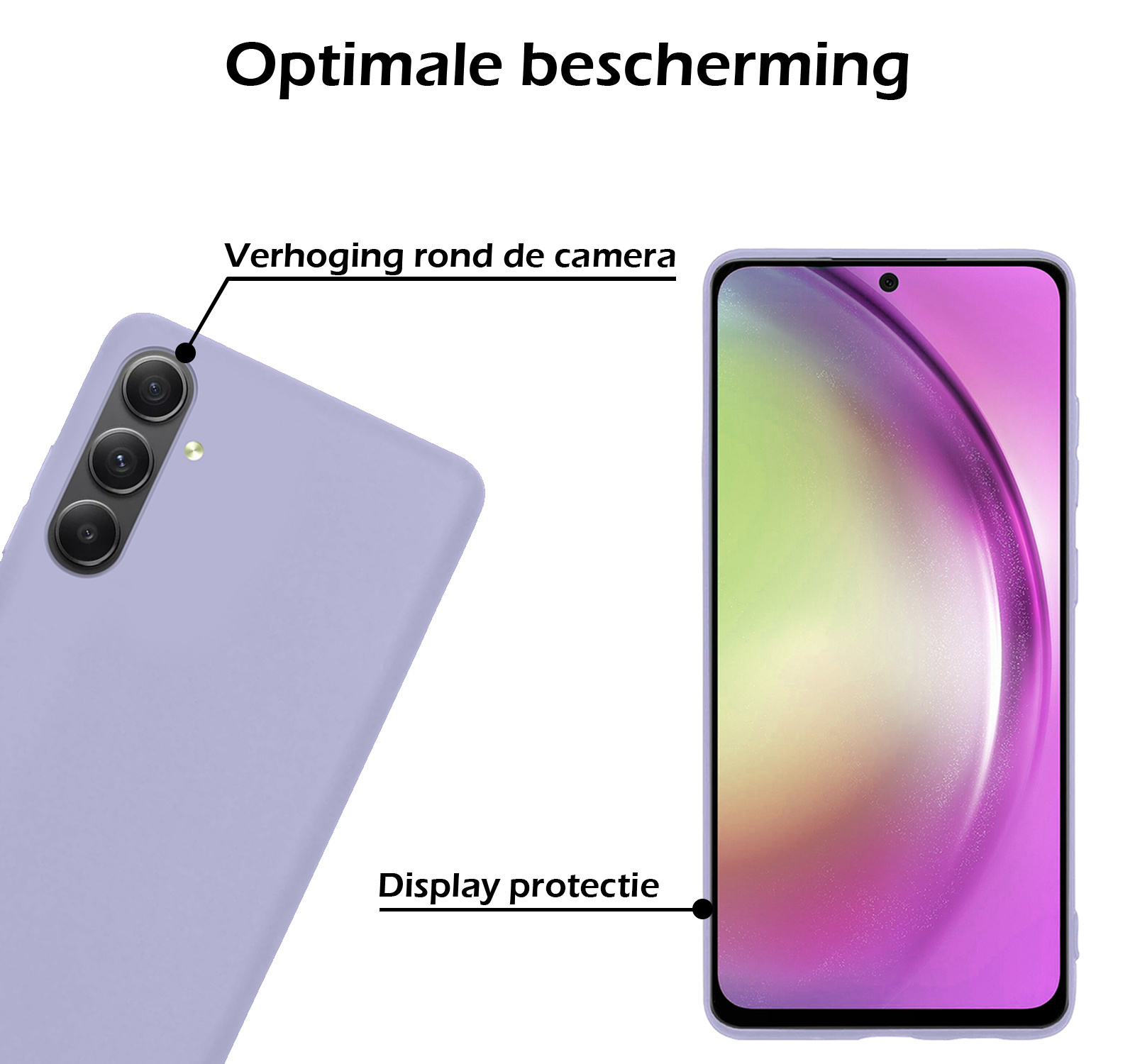 Nomfy Hoesje Geschikt voor Samsung A54 Hoesje Siliconen Cover Case Met Screenprotector - Hoes Geschikt voor Samsung Galaxy A54 Hoes Back Case - Lila