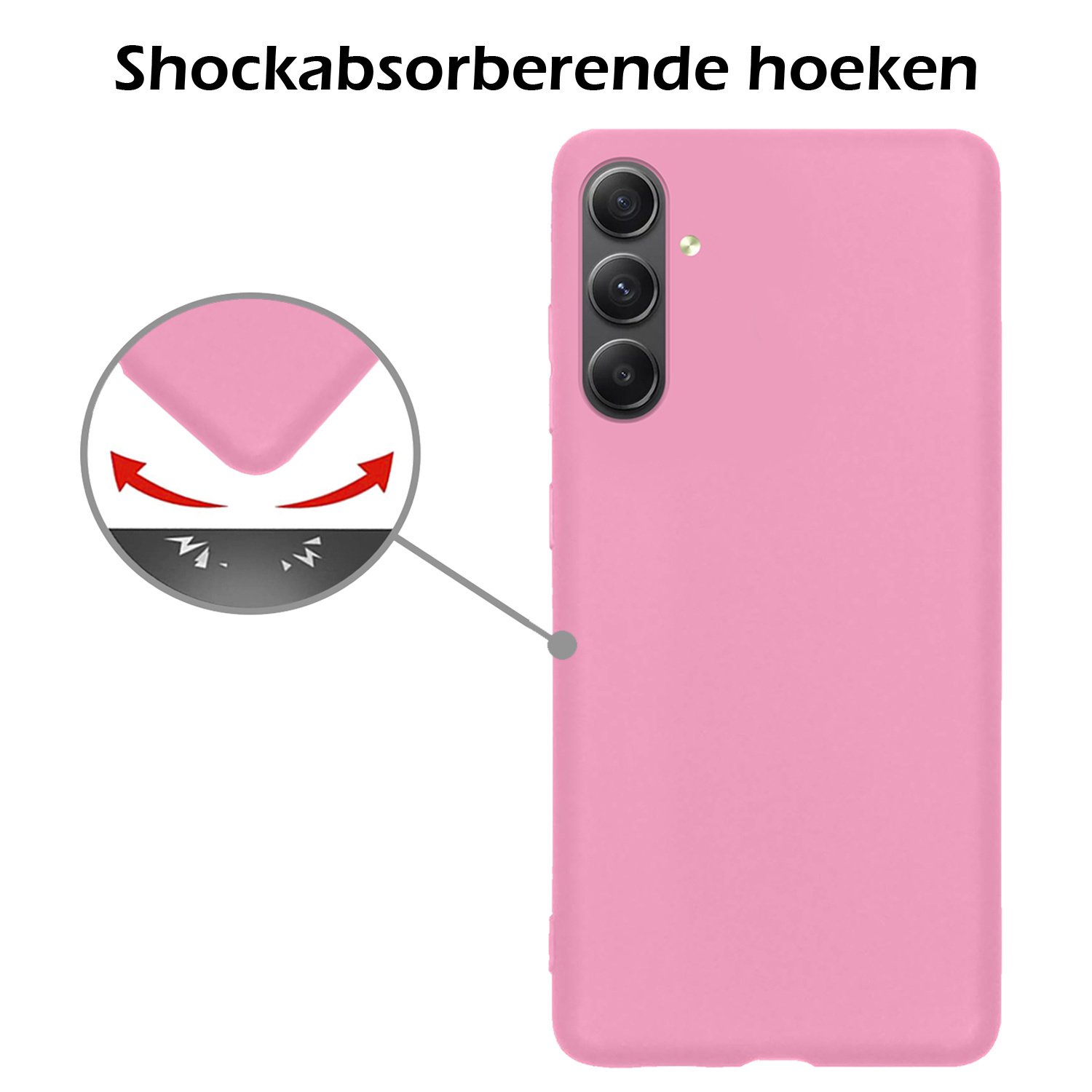 Samsung A54 Hoesje Siliconen Case Back Cover Met Screenprotector - Samsung Galaxy A54 Hoes Cover Silicone - Licht Roze