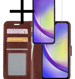 NoXx Samsung Galaxy A34 Hoesje Bookcase Bruin Met Screenprotector