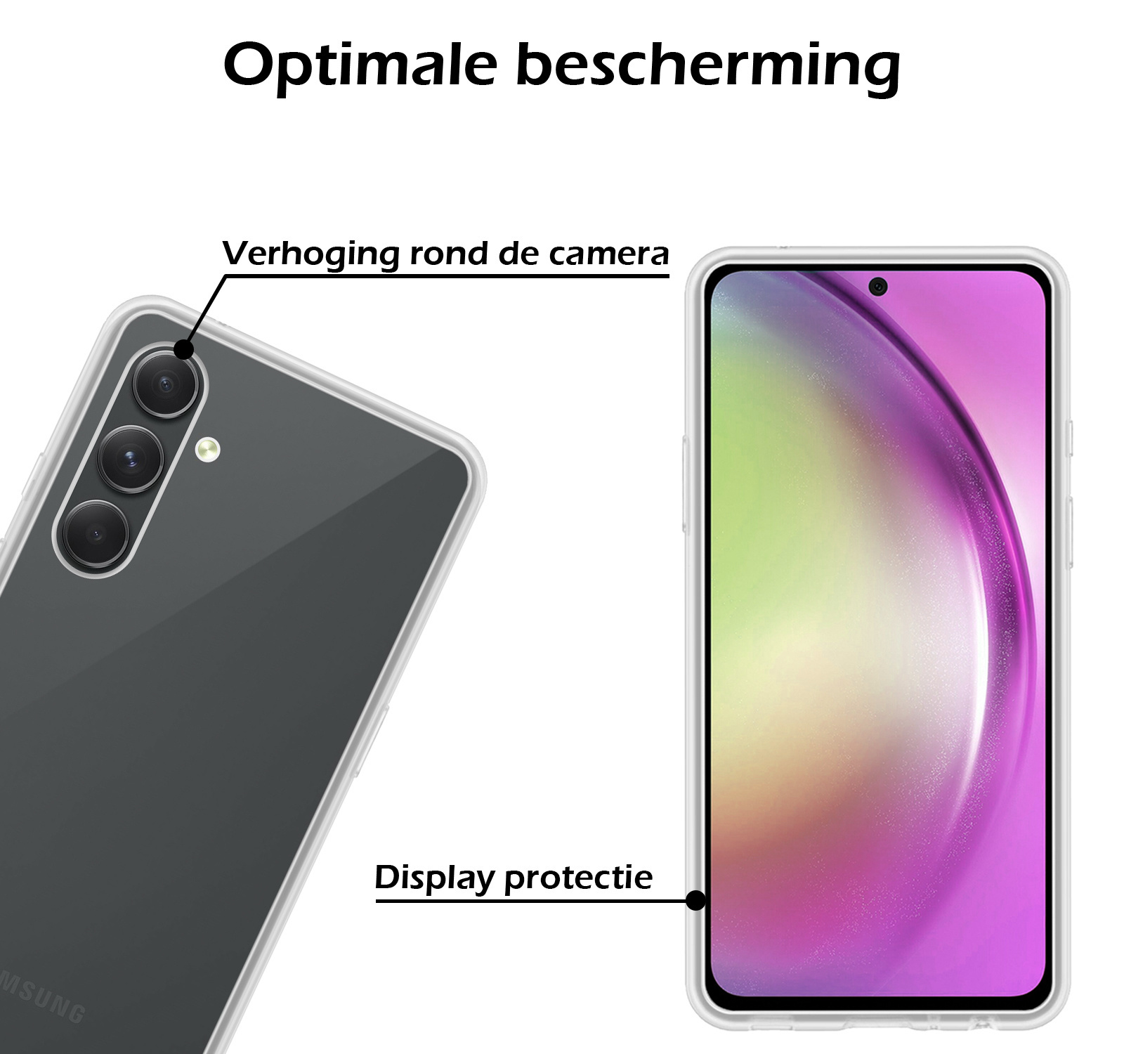 Nomfy Hoesje Geschikt voor Samsung A54 Hoesje Siliconen Cover Case Met Screenprotector - Hoes Geschikt voor Samsung Galaxy A54 Hoes Back Case - Transparant