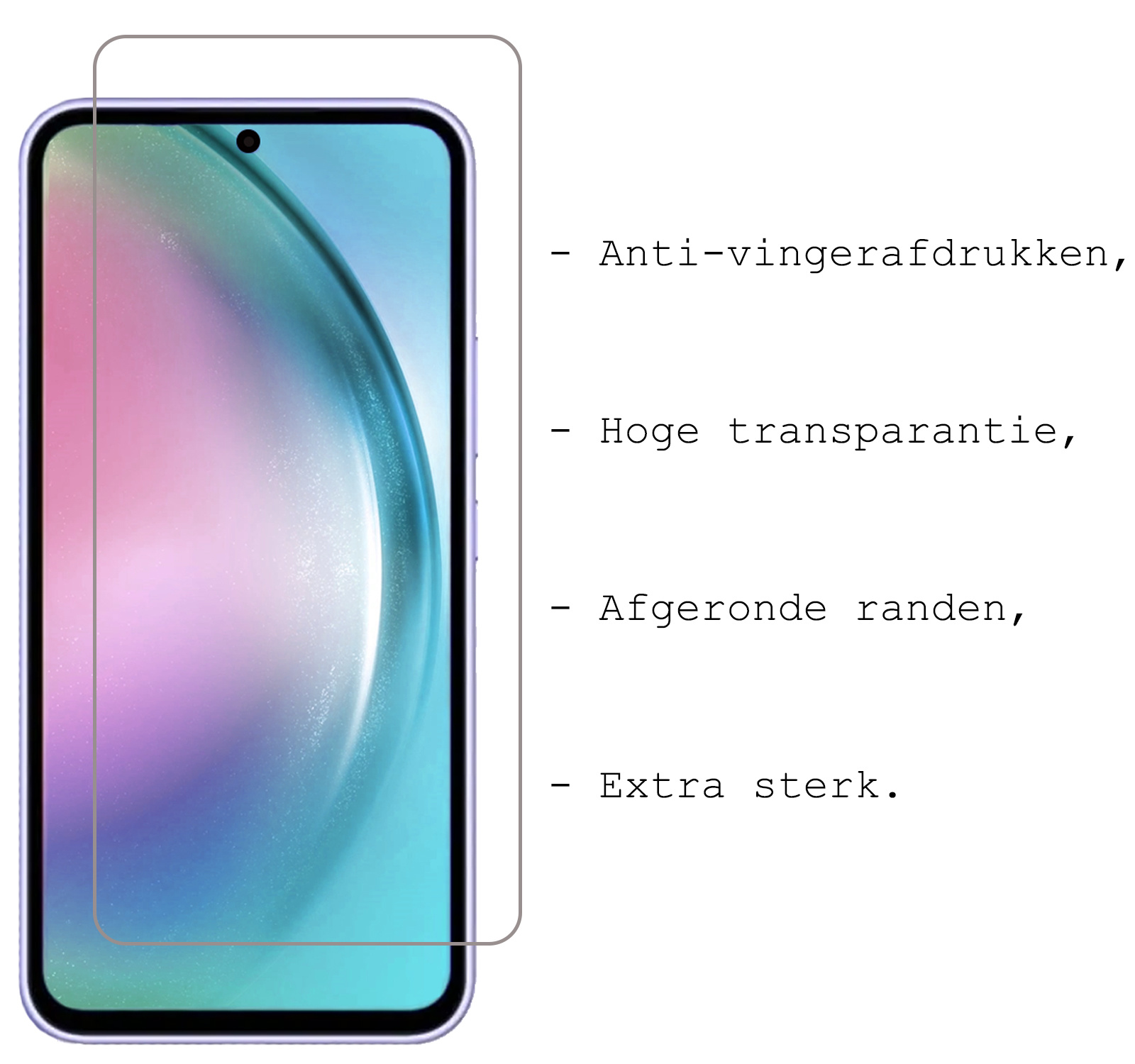 BASEY. Hoes Geschikt voor Samsung A54 Hoesje Shock Proof Case Hoes Siliconen Met Screenprotector - Hoesje Geschikt voor Samsung Galaxy A54 Hoes Cover Shockproof - Transparant