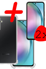 BASEY. Hoes Geschikt voor Samsung A54 Hoesje Shock Proof Case Hoes Siliconen Met 2x Screenprotector - Hoesje Geschikt voor Samsung Galaxy A54 Hoes Cover Shockproof - Transparant