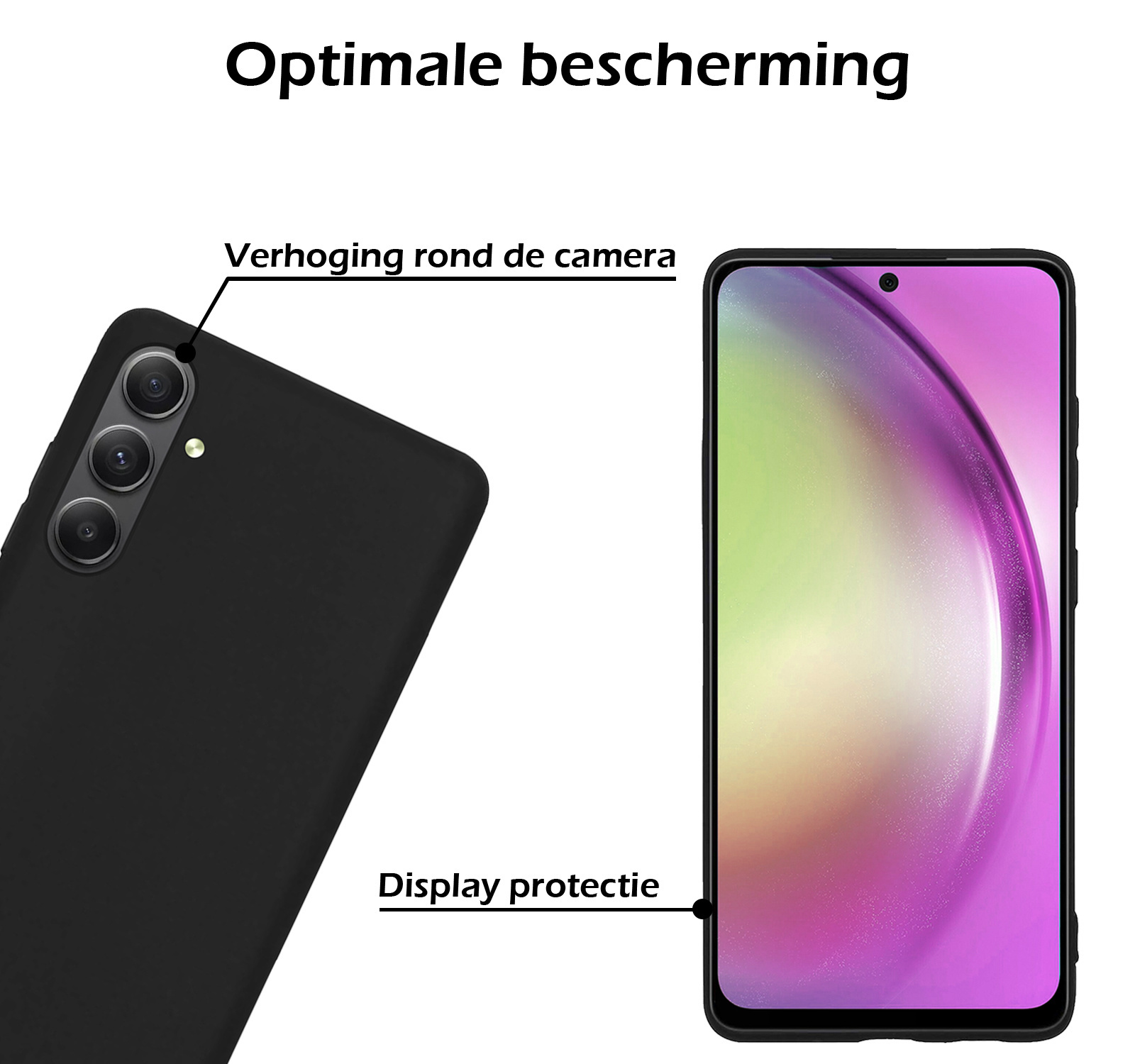 Nomfy Hoesje Geschikt voor Samsung A54 Hoesje Siliconen Cover Case Met Screenprotector - Hoes Geschikt voor Samsung Galaxy A54 Hoes Back Case - Zwart