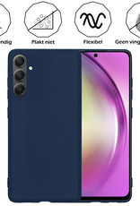 Nomfy Hoesje Geschikt voor Samsung A54 Hoesje Siliconen Cover Case Met 2x Screenprotector - Hoes Geschikt voor Samsung Galaxy A54 Hoes Back Case - Donkerblauw