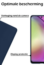 Nomfy Hoesje Geschikt voor Samsung A54 Hoesje Siliconen Cover Case Met 2x Screenprotector - Hoes Geschikt voor Samsung Galaxy A54 Hoes Back Case - Donkerblauw