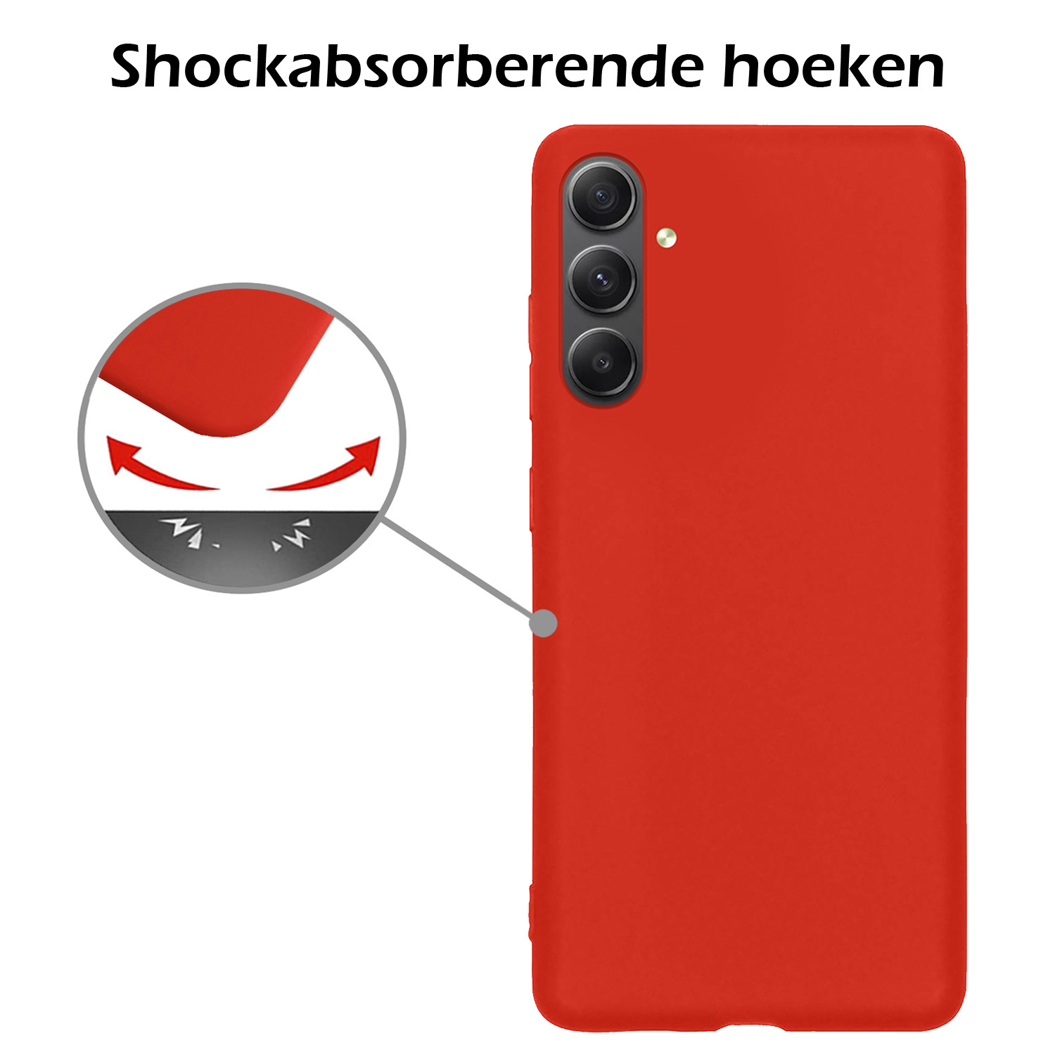 Samsung A54 Hoesje Siliconen Case Back Cover Met 2x Screenprotector - Samsung Galaxy A54 Hoes Cover Silicone - Rood
