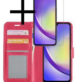 NoXx NoXx Samsung Galaxy A34 Hoesje Bookcase Donkerroze Met Screenprotector