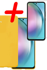 Hoes Geschikt voor Samsung A54 Hoesje Siliconen Back Cover Case Met Screenprotector - Hoesje Geschikt voor Samsung Galaxy A54 Hoes Cover Hoesje - Geel