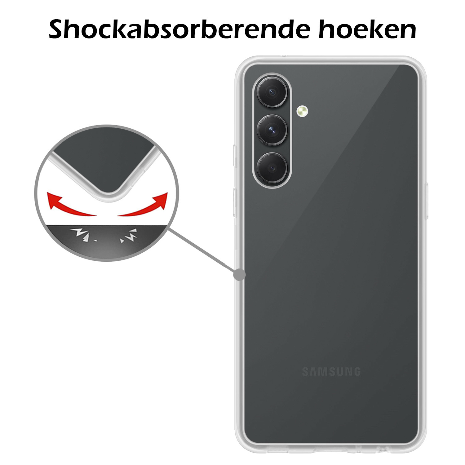 Samsung A54 Hoesje Siliconen Case Back Cover Met 2x Screenprotector - Samsung Galaxy A54 Hoes Cover Silicone - Transparant