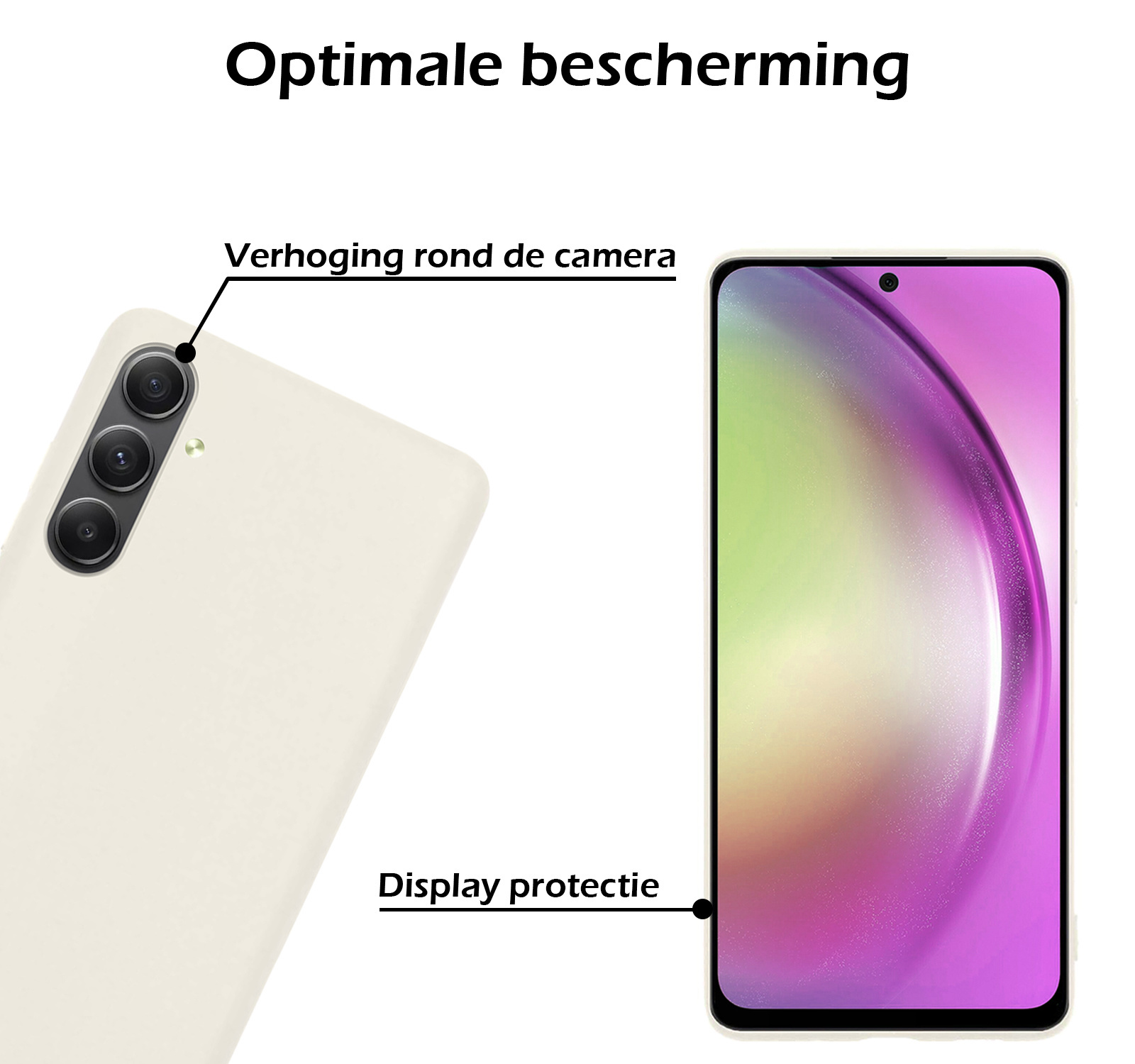 Nomfy Hoesje Geschikt voor Samsung A54 Hoesje Siliconen Cover Case Met 2x Screenprotector - Hoes Geschikt voor Samsung Galaxy A54 Hoes Back Case - Wit