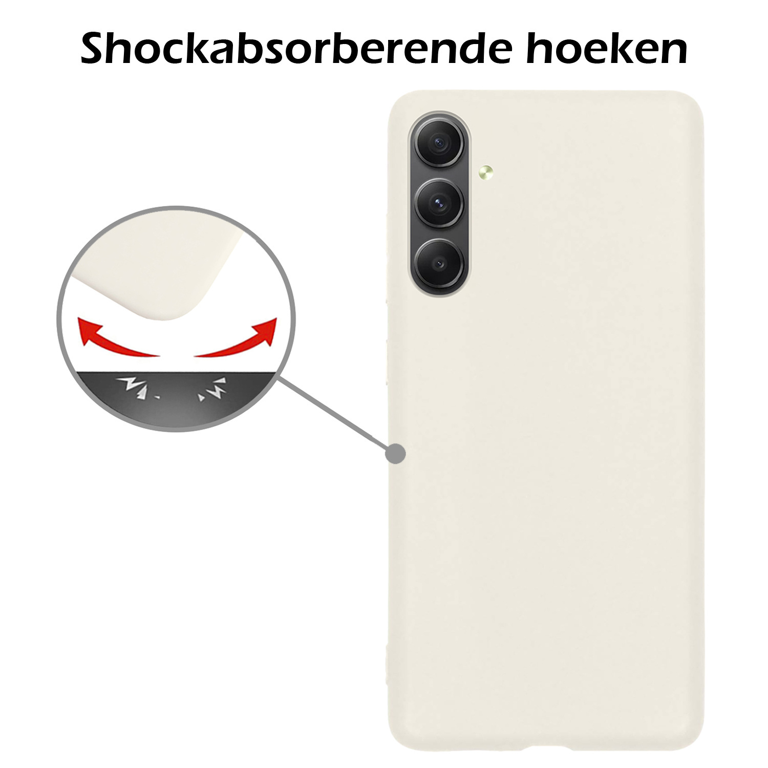 Nomfy Hoesje Geschikt voor Samsung A54 Hoesje Siliconen Cover Case Met 2x Screenprotector - Hoes Geschikt voor Samsung Galaxy A54 Hoes Back Case - Wit