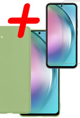 BASEY. Hoes Geschikt voor Samsung A54 Hoesje Siliconen Back Cover Case Met Screenprotector - Hoesje Geschikt voor Samsung Galaxy A54 Hoes Cover Hoesje - Groen