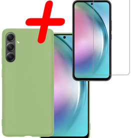 BASEY. BASEY. Samsung Galaxy A54 Hoesje Siliconen Met Screenprotector - Groen