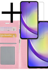 NoXx Hoes Geschikt voor Samsung A34 Hoesje Book Case Hoes Flip Cover Wallet Bookcase Met Screenprotector - Lichtroze