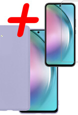 BASEY. Hoes Geschikt voor Samsung A54 Hoesje Siliconen Back Cover Case Met Screenprotector - Hoesje Geschikt voor Samsung Galaxy A54 Hoes Cover Hoesje - Lila
