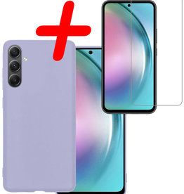 BASEY. BASEY. Samsung Galaxy A54 Hoesje Siliconen Met Screenprotector - Lila