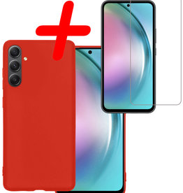 BASEY. BASEY. Samsung Galaxy A54 Hoesje Siliconen Met Screenprotector - Rood