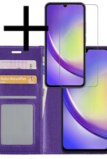 NoXx Hoes Geschikt voor Samsung A34 Hoesje Book Case Hoes Flip Cover Wallet Bookcase Met Screenprotector - Paars