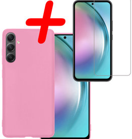 BASEY. BASEY. Samsung Galaxy A54 Hoesje Siliconen Met Screenprotector - Lichtroze