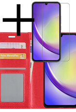 NoXx Hoes Geschikt voor Samsung A34 Hoesje Book Case Hoes Flip Cover Wallet Bookcase Met Screenprotector - Rood