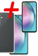 BASEY. Hoes Geschikt voor Samsung A54 Hoesje Siliconen Back Cover Case Met Screenprotector - Hoesje Geschikt voor Samsung Galaxy A54 Hoes Cover Hoesje - Transparant