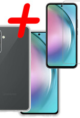 Hoes Geschikt voor Samsung A54 Hoesje Siliconen Back Cover Case Met Screenprotector - Hoesje Geschikt voor Samsung Galaxy A54 Hoes Cover Hoesje - Transparant