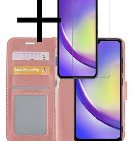 NoXx Samsung Galaxy A34 Hoesje Bookcase Rose Goud Met Screenprotector