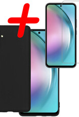 BASEY. Hoes Geschikt voor Samsung A54 Hoesje Siliconen Back Cover Case Met Screenprotector - Hoesje Geschikt voor Samsung Galaxy A54 Hoes Cover Hoesje - Zwart