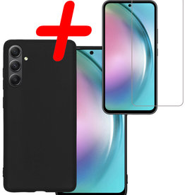 BASEY. BASEY. Samsung Galaxy A54 Hoesje Siliconen Met Screenprotector - Zwart