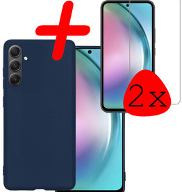 BASEY. BASEY. Samsung Galaxy A54 Hoesje Siliconen Met 2x Screenprotector - Donkerblauw