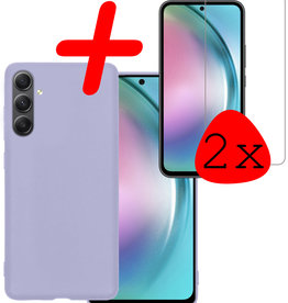 BASEY. BASEY. Samsung Galaxy A54 Hoesje Siliconen Met 2x Screenprotector - Lila
