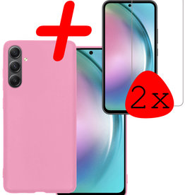 BASEY. BASEY. Samsung Galaxy A54 Hoesje Siliconen Met 2x Screenprotector - Lichtroze